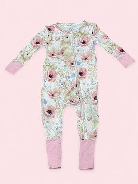 Posh Peanut Everly Rose Bamboo Sleeper 6–9M Convertible Floral Bunny GUC